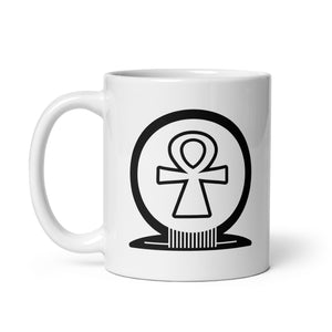 Shen Ankh Symbol White Glossy Mug - Black