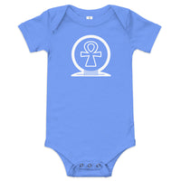 Shen Ankh Symbol Baby Short Sleeve One Piece – White | ABO-012