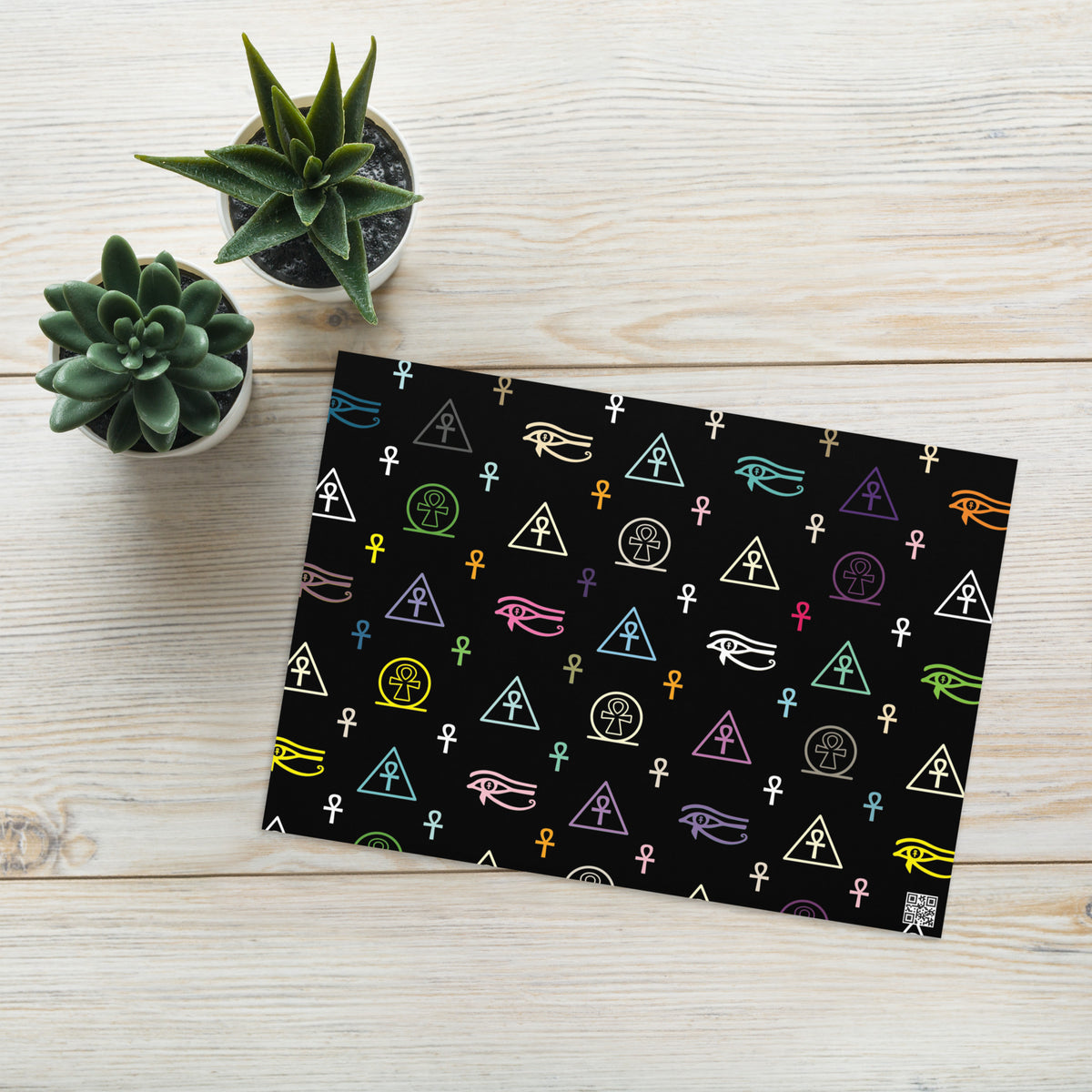 Monogram Multicolor Greeting Card - Black