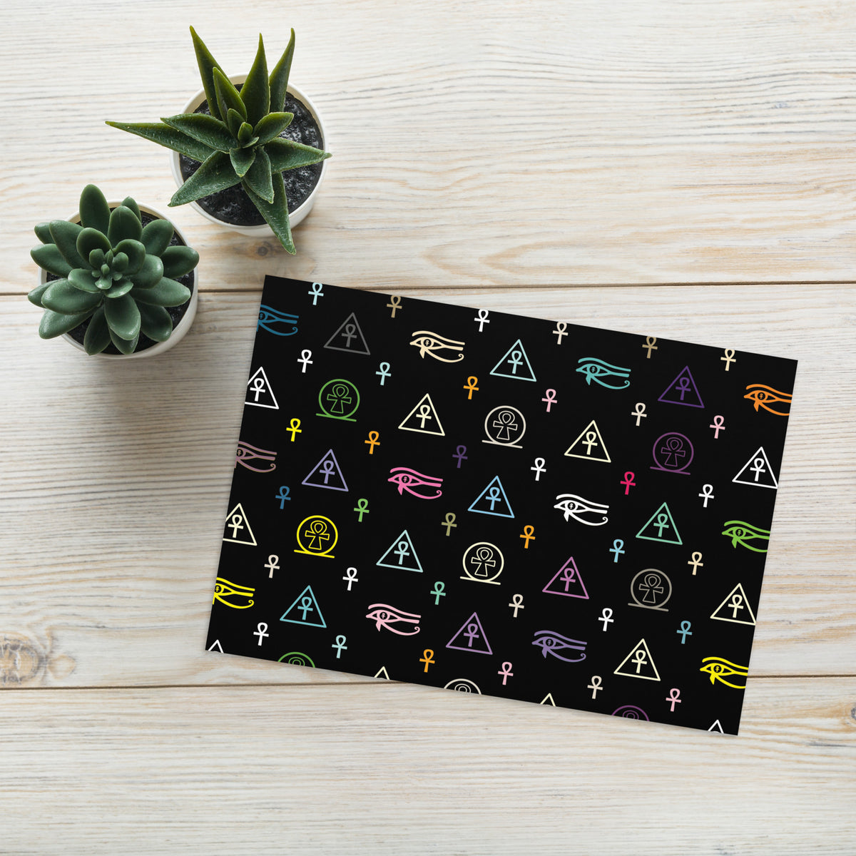 Monogram Multicolor Greeting Card - Black