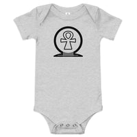 Shen Ankh Symbol Baby Short Sleeve One Piece - Black | ABO-01