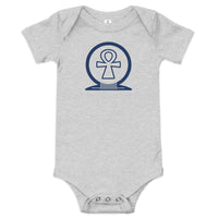 Shen Ankh Symbol Baby Short Sleeve One Piece - Navy Blue | ABO-03