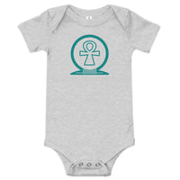 Shen Ankh Symbol Baby Short Sleeve One Piece - Teal | ABO-07
