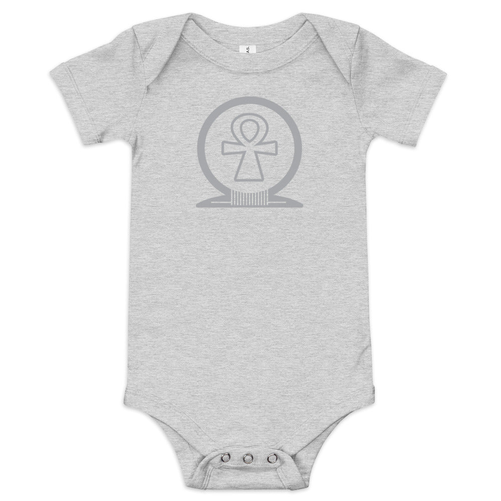 Shen Ankh Symbol Baby Short Sleeve One Piece - Silver | ABO-09