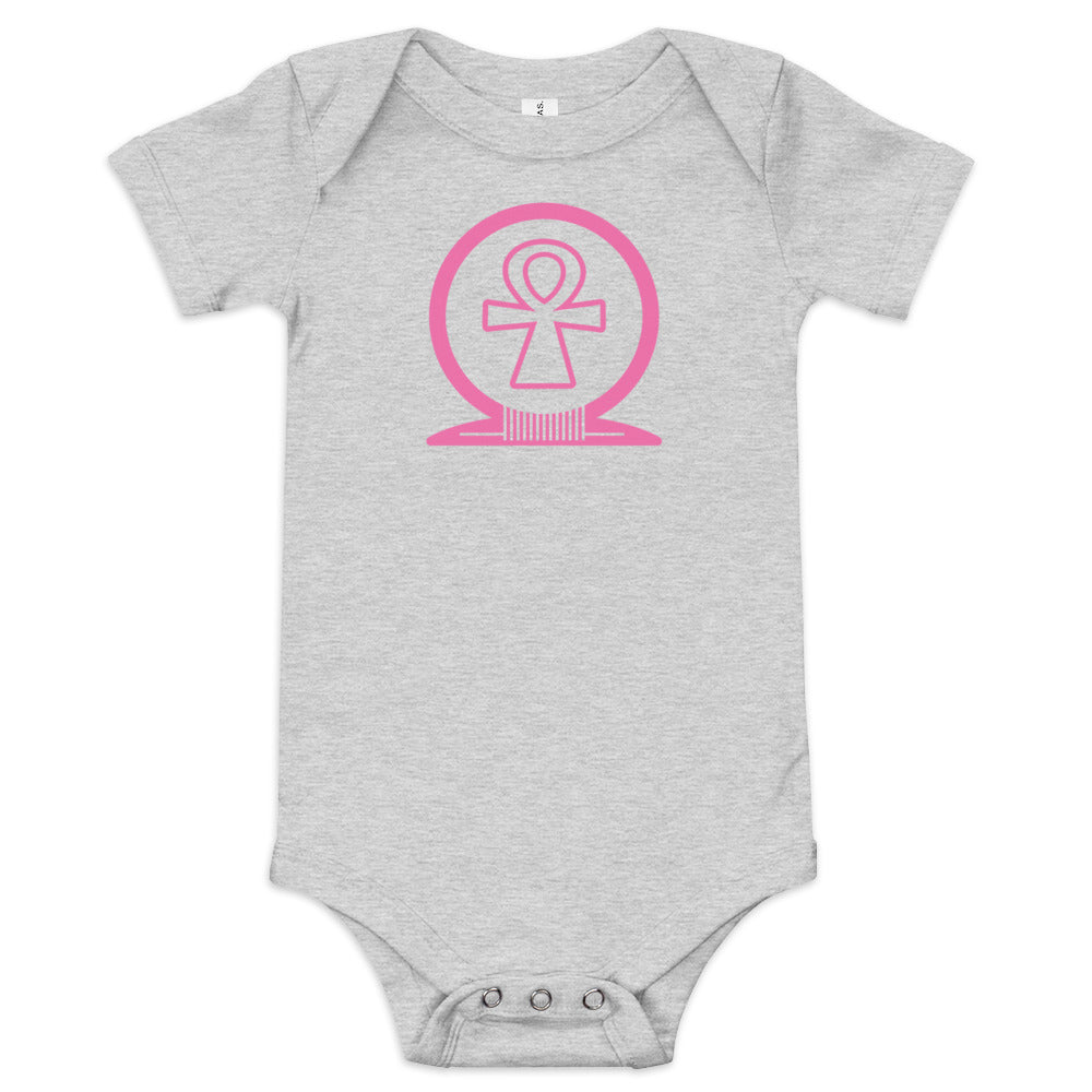 Shen Ankh Symbol Baby Short Sleeve One Piece - Pink | ABO-010