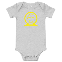 Shen Ankh Symbol Baby Short Sleeve One Piece - Yellow | ABO-011