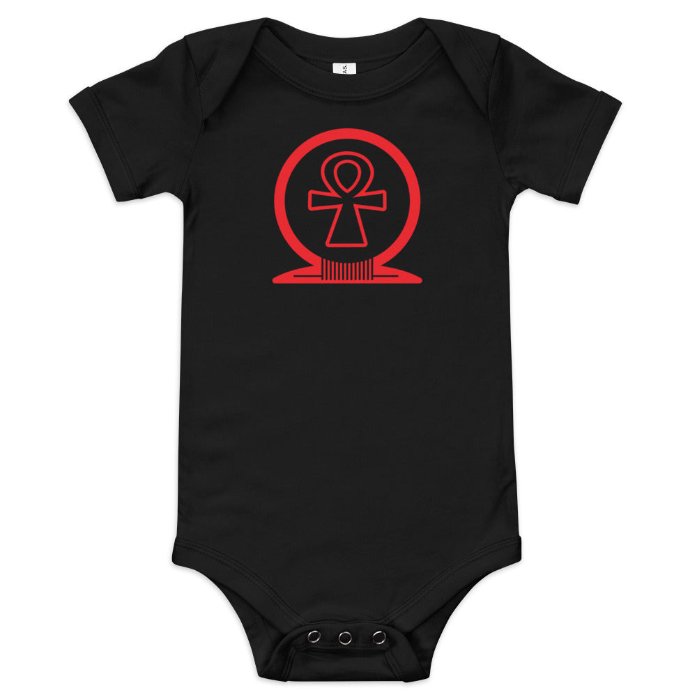 Shen Ankh Symbol Baby Short Sleeve One Piece - Red | ABO-02