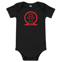 Shen Ankh Symbol Baby Short Sleeve One Piece - Red | ABO-02