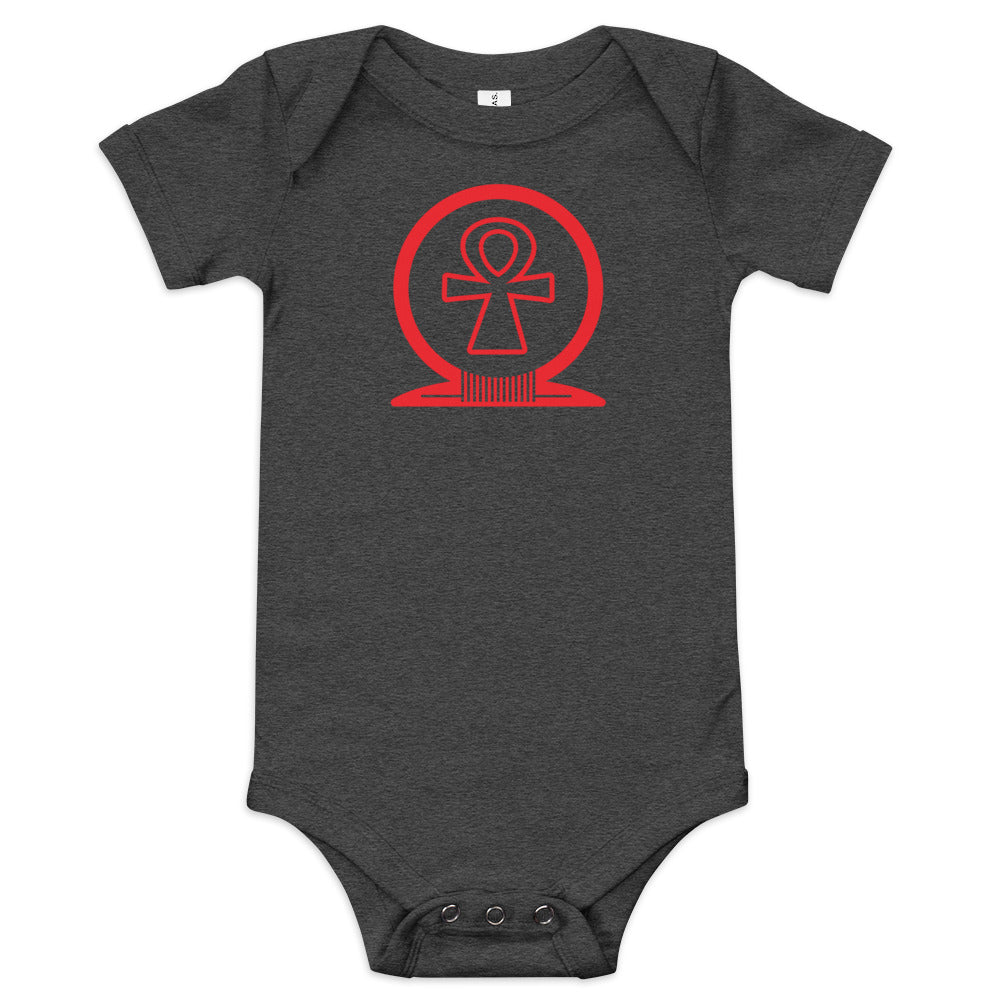 Shen Ankh Symbol Baby Short Sleeve One Piece - Red | ABO-02