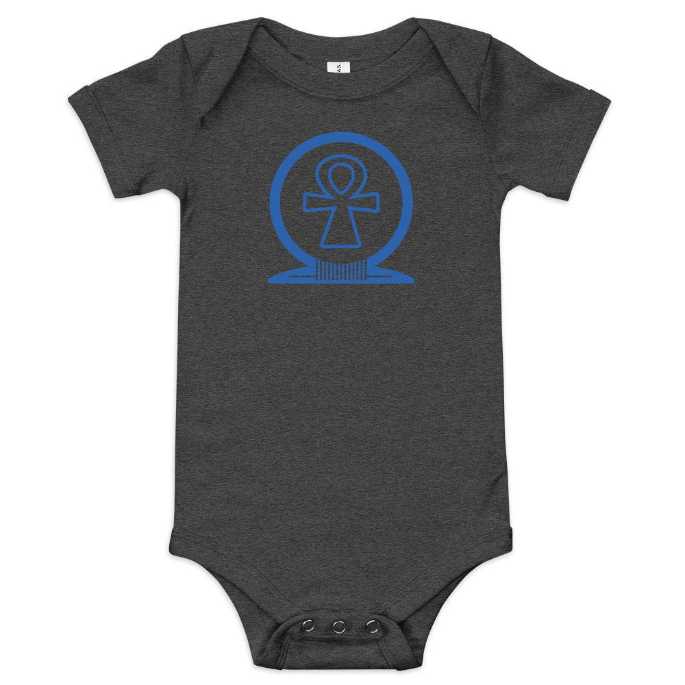 Shen Ankh Symbol Baby Short Sleeve One Piece - Royal Blue | ABO-04