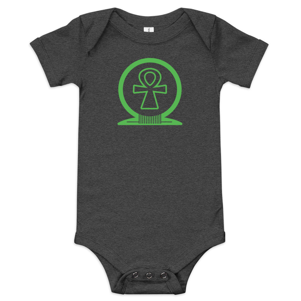 Shen Ankh Symbol Baby Short Sleeve One Piece - Kelly Green | ABO-06