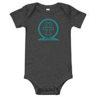 Shen Ankh Symbol Baby Short Sleeve One Piece - Teal | ABO-07