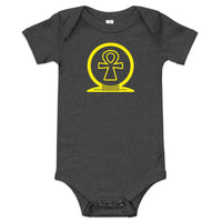 Shen Ankh Symbol Baby Short Sleeve One Piece - Yellow | ABO-011