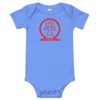 Shen Ankh Symbol Baby Short Sleeve One Piece - Red | ABO-02
