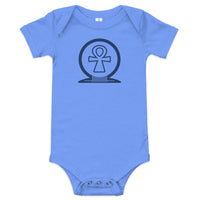 Shen Ankh Symbol Baby Short Sleeve One Piece - Navy Blue | ABO-03