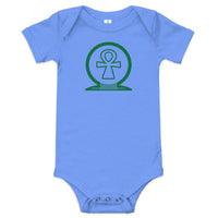 Shen Ankh Symbol Baby Short Sleeve One Piece - Green | ABO-05