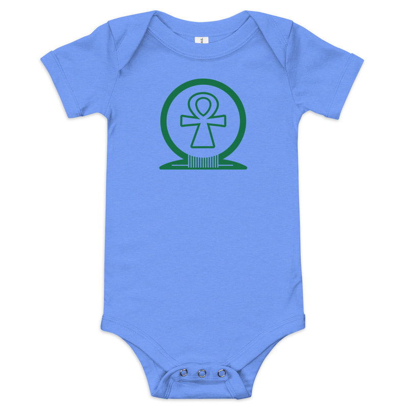 Shen Ankh Symbol Baby Short Sleeve One Piece - Green | ABO-05