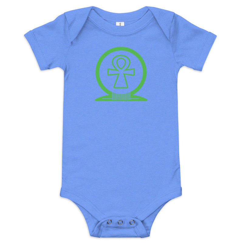 Shen Ankh Symbol Baby Short Sleeve One Piece - Kelly Green | ABO-06