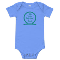 Shen Ankh Symbol Baby Short Sleeve One Piece - Teal | ABO-07