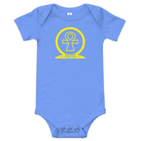 Shen Ankh Symbol Baby Short Sleeve One Piece - Yellow | ABO-011