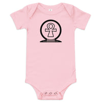 Shen Ankh Symbol Baby Short Sleeve One Piece - Black | ABO-01