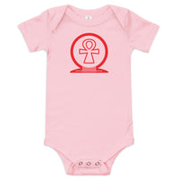 Shen Ankh Symbol Baby Short Sleeve One Piece - Red | ABO-02
