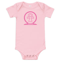 Shen Ankh Symbol Baby Short Sleeve One Piece - Pink | ABO-010