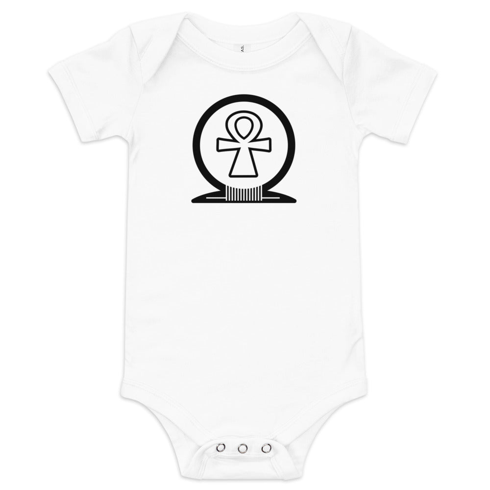 Shen Ankh Symbol Baby Short Sleeve One Piece - Black | ABO-01