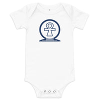 Shen Ankh Symbol Baby Short Sleeve One Piece - Navy Blue | ABO-03