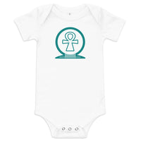 Shen Ankh Symbol Baby Short Sleeve One Piece - Teal | ABO-07