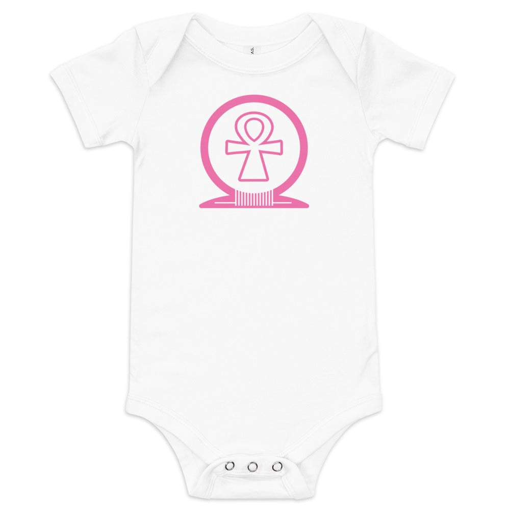 Shen Ankh Symbol Baby Short Sleeve One Piece - Pink | ABO-010