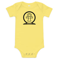 Shen Ankh Symbol Baby Short Sleeve One Piece - Black | ABO-01