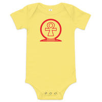 Shen Ankh Symbol Baby Short Sleeve One Piece - Red | ABO-02
