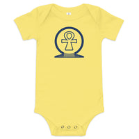 Shen Ankh Symbol Baby Short Sleeve One Piece - Navy Blue | ABO-03