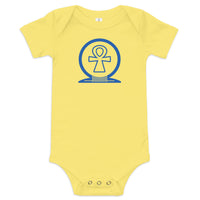 Shen Ankh Symbol Baby Short Sleeve One Piece - Royal Blue | ABO-04
