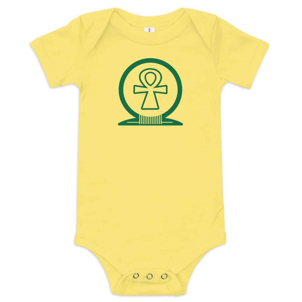 Shen Ankh Symbol Baby Short Sleeve One Piece - Green | ABO-05