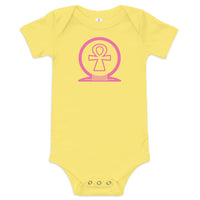 Shen Ankh Symbol Baby Short Sleeve One Piece - Pink | ABO-010