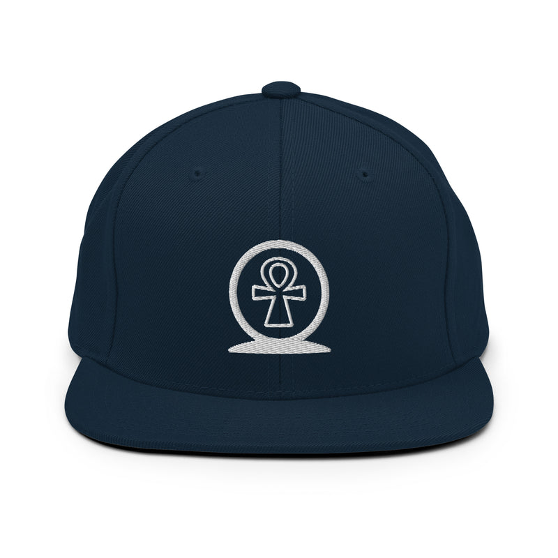 Shen Ankh Symbol Snapback Hat - White | AASH-02