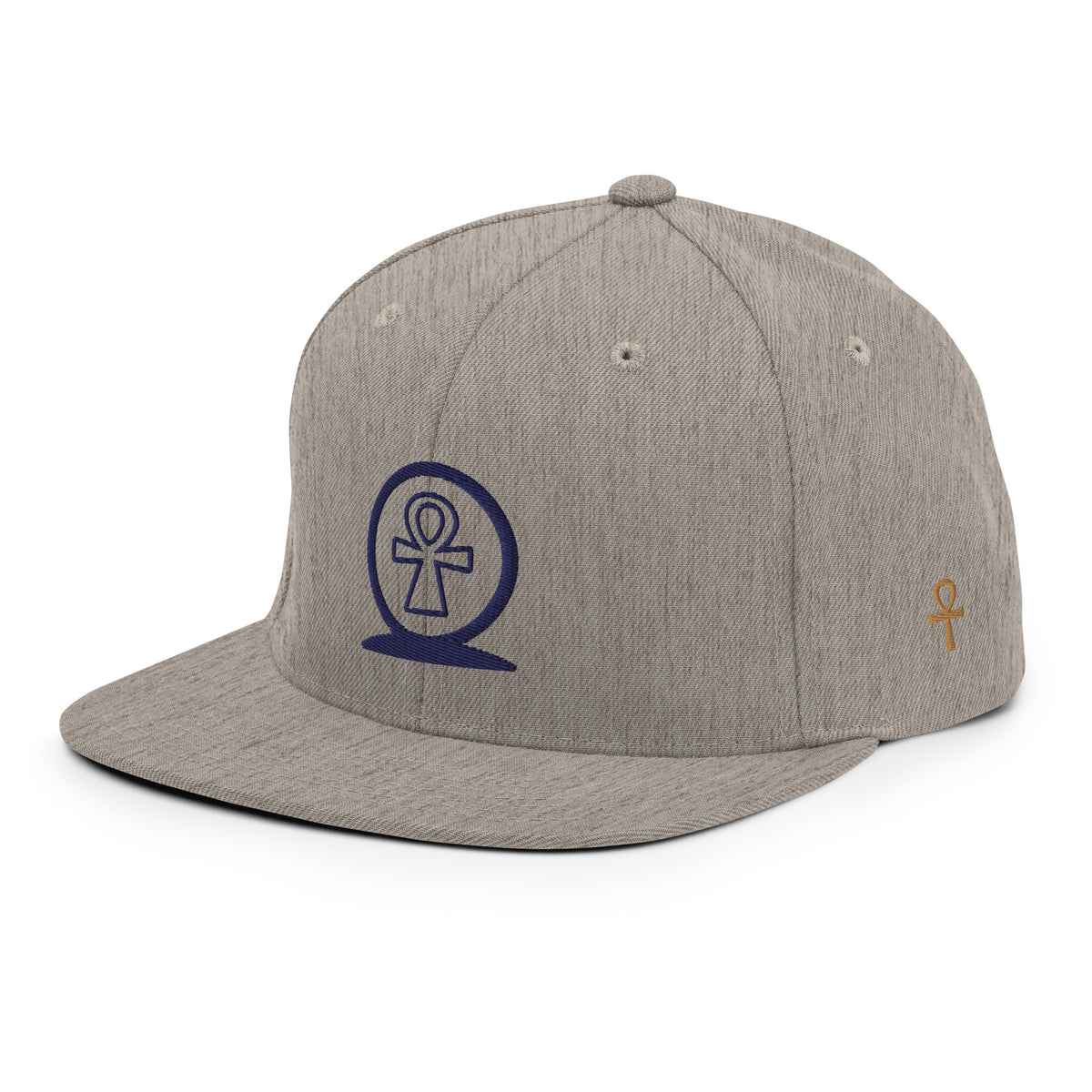 Shen Ankh Symbol Snapback Hat - Navy Blue | AASH-04
