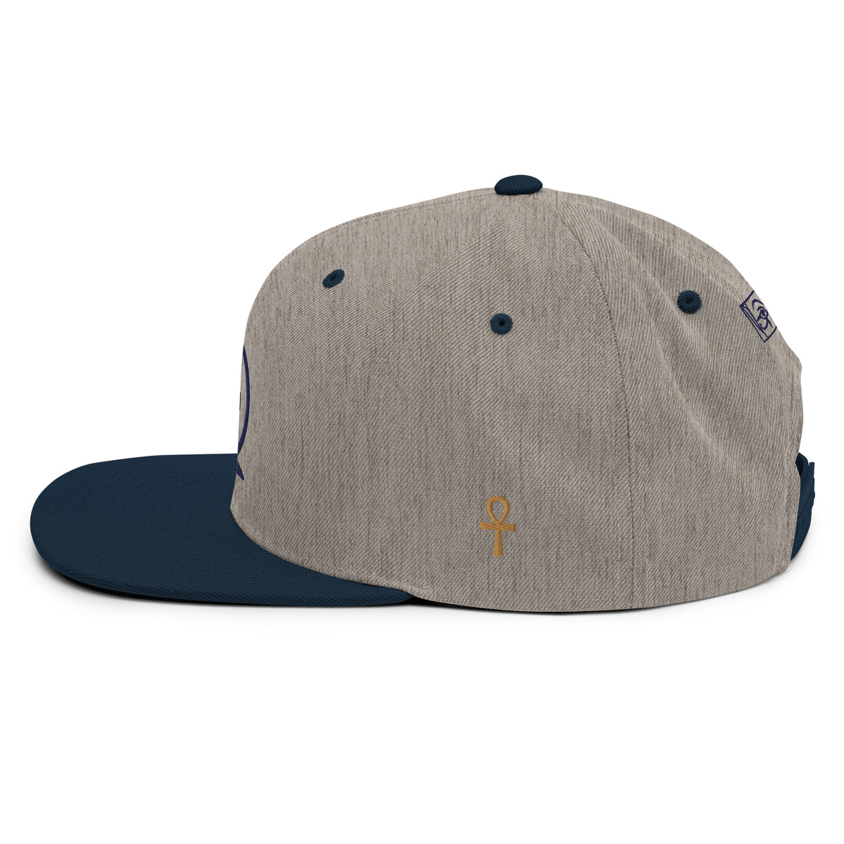 Shen Ankh Symbol Snapback Hat - Navy Blue | AASH-04