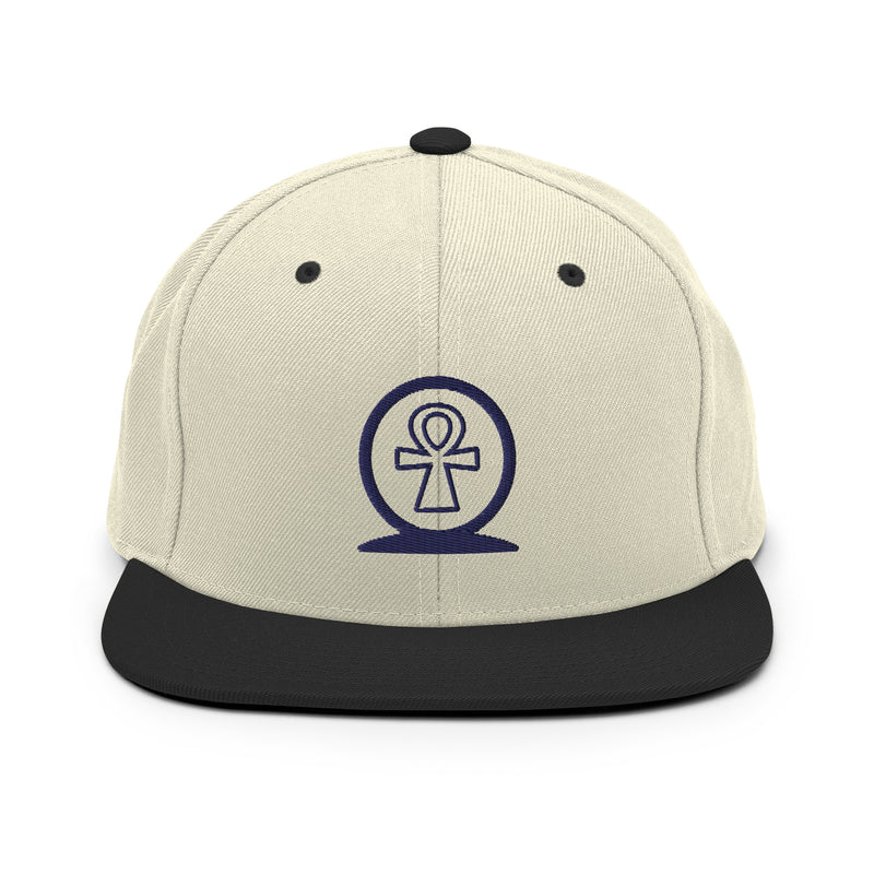 Shen Ankh Symbol Snapback Hat - Navy Blue | AASH-04