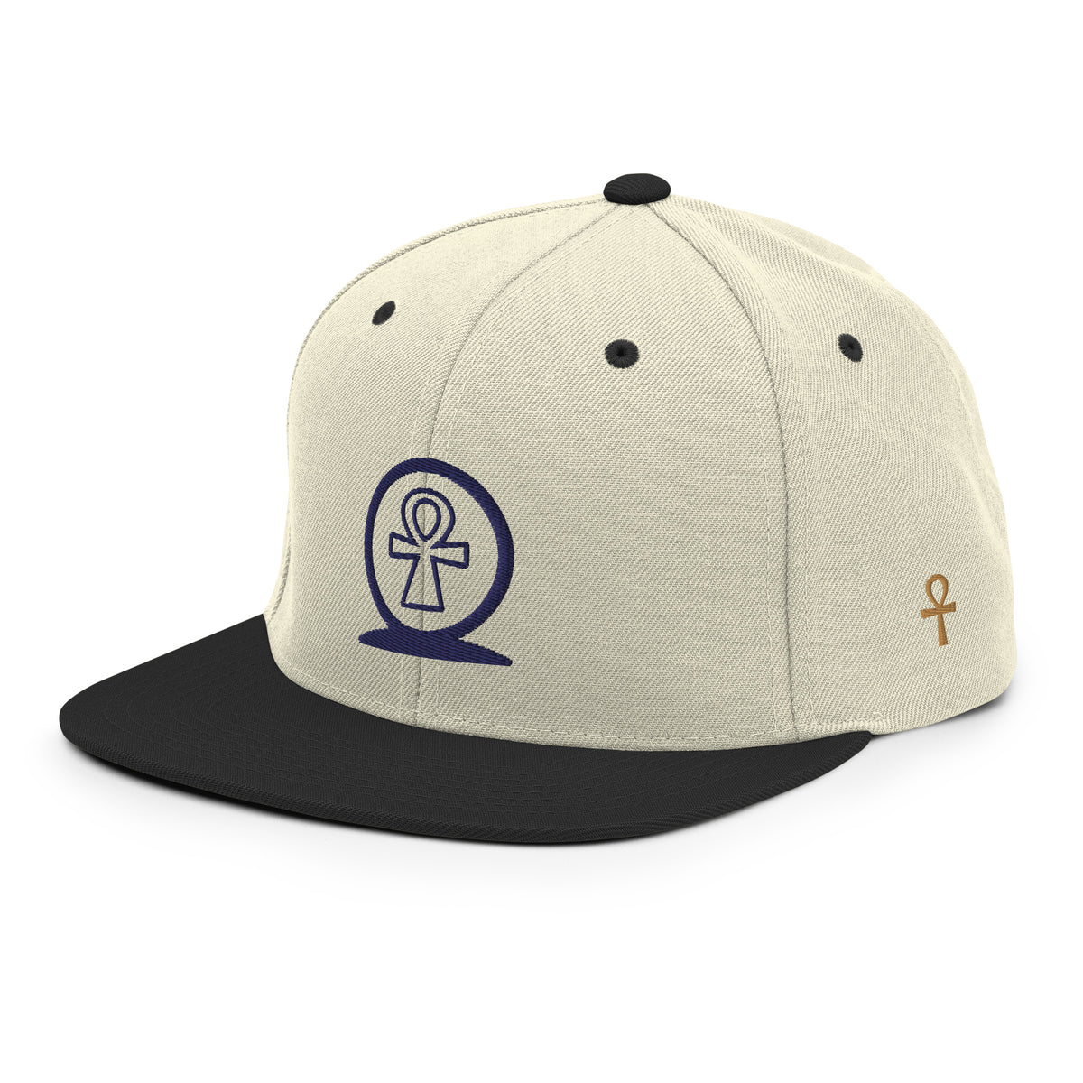 Shen Ankh Symbol Snapback Hat - Navy Blue | AASH-04